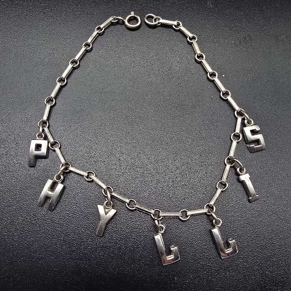 Sterling Silver Phyllis Name Charm Bracelet Vintage Jewelry